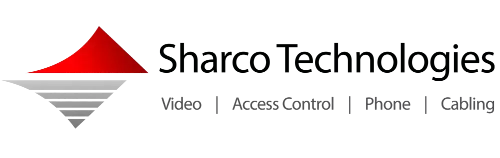 Logo Sharco Technologies: Red fin with gray mirror of fin with lines indicating water reflection